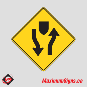 Wa-34 · Divided Road Begins, Warning Signs