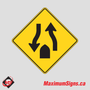 Wa-35 · Divided Road Ends, Warning Signs